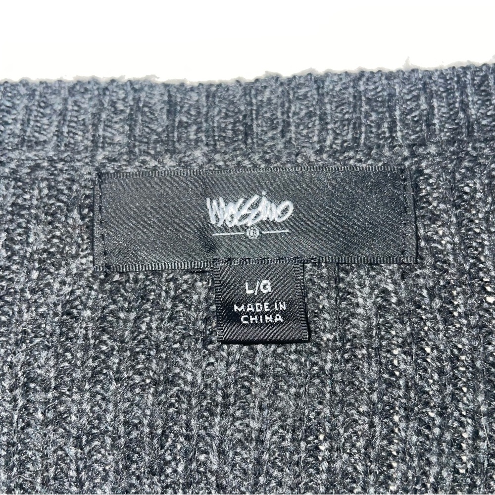 Mossimo Women’s L Charcoal Grey Diagonally Ribbed Boat Neck Sweater - Picture 3 of 3